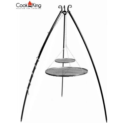 Cook King Trépied Grill 200cm - 2 Grilles en Acier - 40cm & 80cm - Barbecue - Publicité Cook King Trépied Grill 200cm - 2 Grilles en Acier - 40cm & 80cm - Barbecue - Publicité