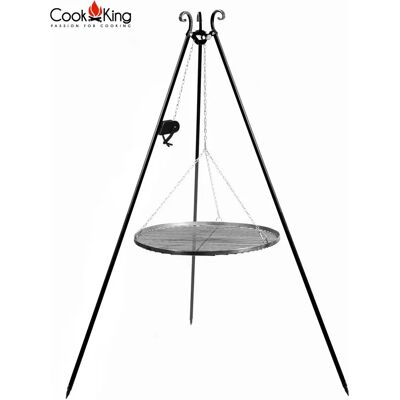 Cook King - Griglia a Treppiede 180cm, Griglia in Acciaio, Verricello - Barbecue Cook King - Griglia a Treppiede 180cm, Griglia in Acciaio, Verricello - Barbecue