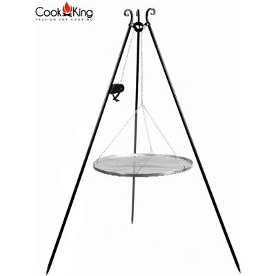 Griglia su Treppiede Cook King - 180cm, Acciaio Inox, Pieghevole, con Verricello Griglia su Treppiede Cook King - 180cm, Acciaio Inox, Pieghevole, con Verricello