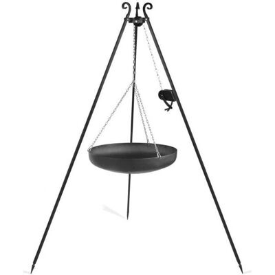 Treppiede Cook King con wok - 180cm, acciaio naturale, pieghevole, con verricello - Barbecue Treppiede Cook King con wok - 180cm, acciaio naturale, pieghevole, con verricello - Barbecue