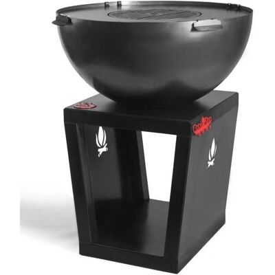 Brasero Barbecue SANTOS 85 cm avec Plaque de Cuisson et Range-Bûches - Extérieur - Publicité Brasero Barbecue SANTOS 85 cm avec Plaque de Cuisson et Range-Bûches - Extérieur - Publicité