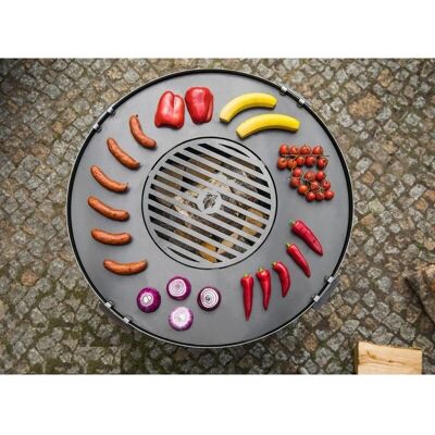 Piastra per griglia in acciaio Cook King per braciere - 82cm - Griglia da 40cm - 4 maniglie Piastra per griglia in acciaio Cook King per braciere - 82cm - Griglia da 40cm - 4 maniglie