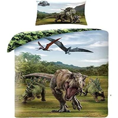 Jurassic World Grüner T-Rex Dinosaurier Wendbares Bettbezug-Set - Europäische Größe Jurassic World Grüner T-Rex Dinosaurier Wendbares Bettbezug-Set - Europäische Größe