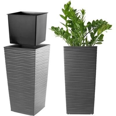 Kadax Gartenblumentopf mit Deckel - 24x47cm, Graphit Kadax Gartenblumentopf mit Deckel - 24x47cm, Graphit