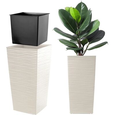 KADAX Gartentopf mit Einlegeboden - Frostbeständig - 29x57cm - Creme KADAX Gartentopf mit Einlegeboden - Frostbeständig - 29x57cm - Creme