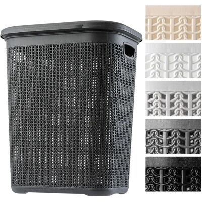 Kadax - Large Plastic Laundry Basket with Lid - 50L - Antracita Kadax - Large Plastic Laundry Basket with Lid - 50L - Antracita