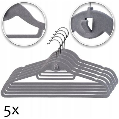KADAX Dark Grey Flocked Clothes Hangers - 5 pcs KADAX Dark Grey Flocked Clothes Hangers - 5 pcs