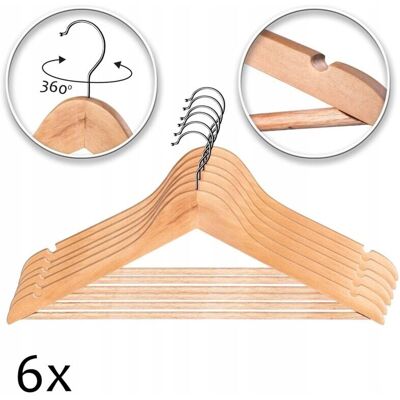 KADAX Wooden Clothes Hangers Set of 6 pcs - Clothes Hangers KADAX Wooden Clothes Hangers Set of 6 pcs - Clothes Hangers