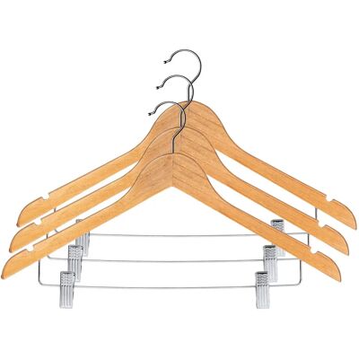 KADAX Wooden clothes hangers with clips - 3pcs KADAX Wooden clothes hangers with clips - 3pcs