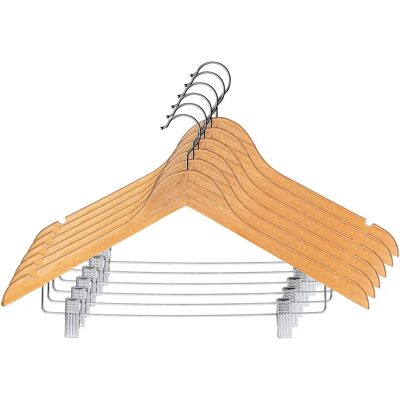 KADAX Wooden Clothes Hangers with Clips - Clothes Hangers KADAX Wooden Clothes Hangers with Clips - Clothes Hangers