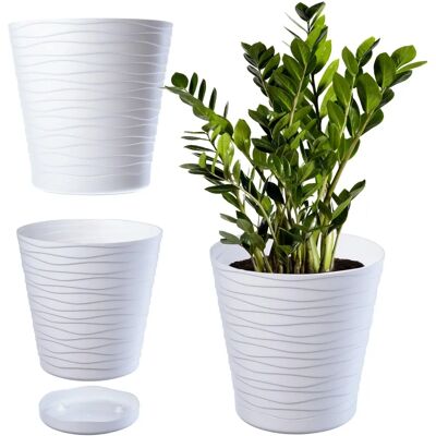 KADAX Plastic Flower Pot with Stand 13 cm - Wavy Pattern - Multicolour KADAX Plastic Flower Pot with Stand 13 cm - Wavy Pattern - Multicolour