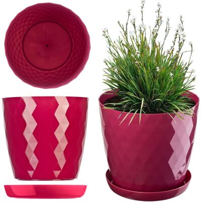 Vaso di plastica rosa con supporto - Contenitore per fiori Vaso di plastica rosa con supporto - Contenitore per fiori