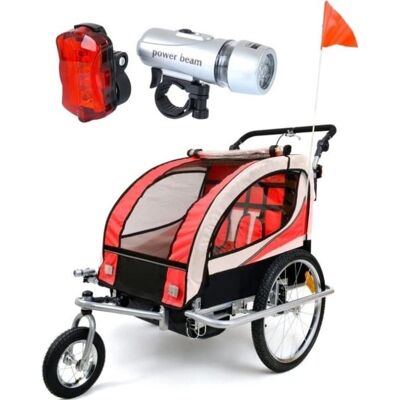 Przyczepa rowerowa 2-osobowa FunFit - amortyzator, czerwona Przyczepa rowerowa 2-osobowa FunFit - amortyzator, czerwona