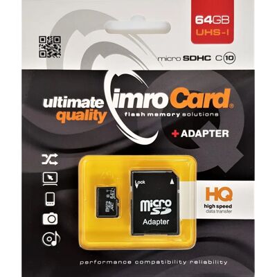 IMRO 64GB microSDHC muistikortti luokka 10 UHS-I - Musta IMRO 64GB microSDHC muistikortti luokka 10 UHS-I - Musta