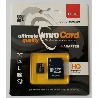 Carte mémoire Imro 8GB MicroSDHC Classe 4 - Avec Adaptateur - Publicité Carte mémoire Imro 8GB MicroSDHC Classe 4 - Avec Adaptateur - Publicité