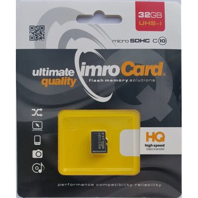 IMRO 32GB MicroSDHC Klasse 10 Speicherkarte - UHS-I, Schwarz IMRO 32GB MicroSDHC Klasse 10 Speicherkarte - UHS-I, Schwarz