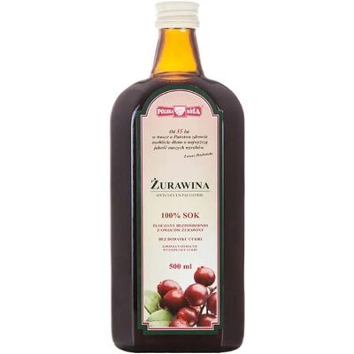 Sok z żurawiny POLSKA ROSA - Naturalny, Bez cukru 500ml Sok z żurawiny POLSKA ROSA - Naturalny, Bez cukru 500ml