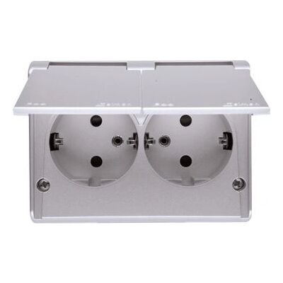 Contacto-Simon EGSZ2NZB/43 Enchufe - Doble, IP44, Schuko, Plata Contacto-Simon EGSZ2NZB/43 Enchufe - Doble, IP44, Schuko, Plata