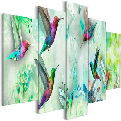 GBSHOP - Quadro Colourful Hummingbirds (5 Parts) Wide Green GBSHOP - Quadro Colourful Hummingbirds (5 Parts) Wide Green