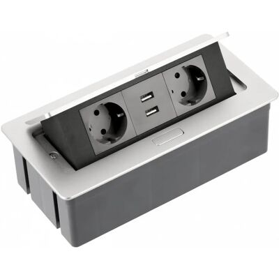 Enchufe de pared GTV - 2x SCHUKO + 2x USB - Aluminio Enchufe de pared GTV - 2x SCHUKO + 2x USB - Aluminio