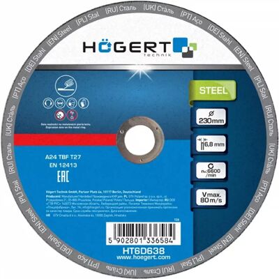 Hogert Technik HT6D638 - 10 disques de coupe - 115-125mm Hogert Technik HT6D638 - 10 disques de coupe - 115-125mm