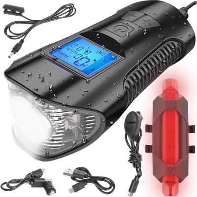 Conjunto de Luces LED para Bicicleta Trizand - Impermeable, 4 Modos, Velocímetro Conjunto de Luces LED para Bicicleta Trizand - Impermeable, 4 Modos, Velocímetro