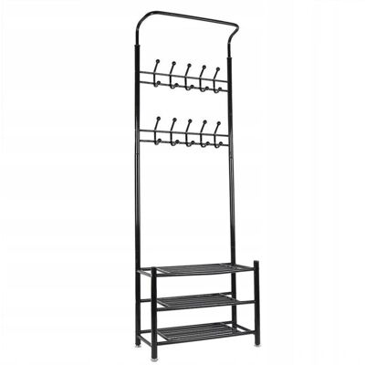 Iso Trade Garderobe mit Schuhregal - 192x29x65 cm - schwarz Iso Trade Garderobe mit Schuhregal - 192x29x65 cm - schwarz
