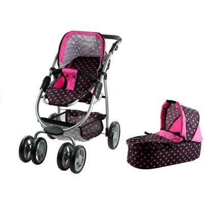 Leantoys Puppenwagen - Pink mit Punkten - Multifunktionaler Puppenwagen - Tiefes Sitz - Gondel - Kinderspielzeug Leantoys Puppenwagen - Pink mit Punkten - Multifunktionaler Puppenwagen - Tiefes Sitz - Gondel - Kinderspielzeug