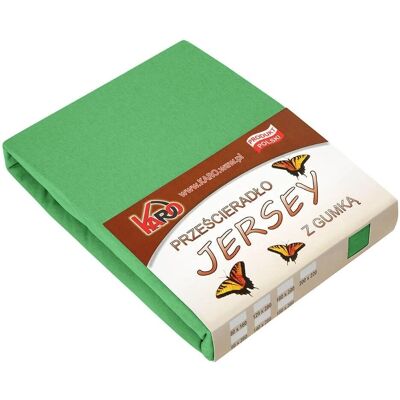 KARO - Prześcieradło jersey z gumką - Zieleń w groszki - 180x200 KARO - Prześcieradło jersey z gumką - Zieleń w groszki - 180x200