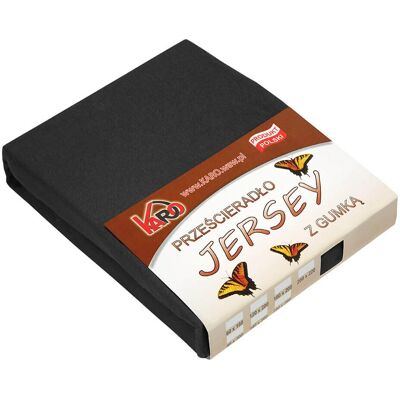 KARO - 200x200 - czarny - 150 g/m2 - prześcieradło z gumką KARO - 200x200 - czarny - 150 g/m2 - prześcieradło z gumką