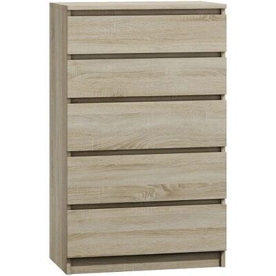 Topeshop M5 Sonoma Kommode - Modern, Kompakt, 5 Schubladen Topeshop M5 Sonoma Kommode - Modern, Kompakt, 5 Schubladen