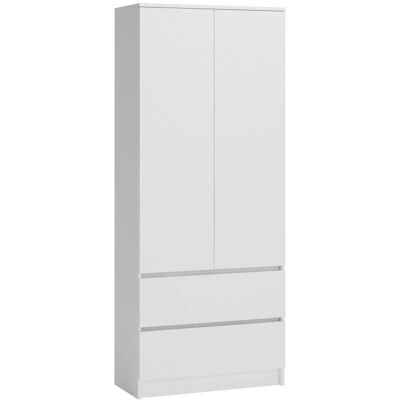 Topeshop Malwa B Bílá Šatníková Skříň - 5 polic, 2 dveře Topeshop Malwa B Bílá Šatníková Skříň - 5 polic, 2 dveře