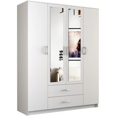 Topeshop Romana 160 Biel Armadio - 11 Ripiani, 4 Ante Topeshop Romana 160 Biel Armadio - 11 Ripiani, 4 Ante