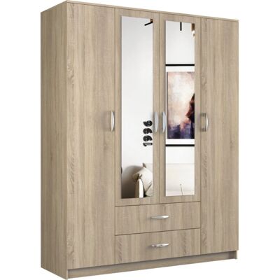 Topeshop Romana 160 Eichenkleiderschrank - 4 Türen, 11 Regale Topeshop Romana 160 Eichenkleiderschrank - 4 Türen, 11 Regale