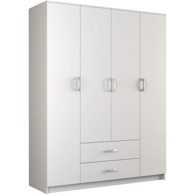 Topeshop Romana 160 BIEL Vaatekaappi - 11 hyllyä, 4 ovet Topeshop Romana 160 BIEL Vaatekaappi - 11 hyllyä, 4 ovet