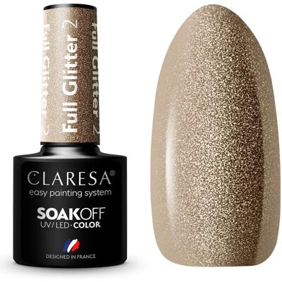 Esmalte de uñas híbrido Claresa con glitter total - 02 5ml Esmalte de uñas híbrido Claresa con glitter total - 02 5ml