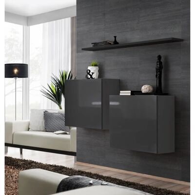 Meuble TV Ac-Déco - Switch SB - 2 vitrines - Noir et graphite - Publicité Meuble TV Ac-Déco - Switch SB - 2 vitrines - Noir et graphite - Publicité