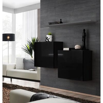 Meuble TV Ac-Déco - Switch Sb I - 2 Vitrines Carrées - 1 Étagère - Noir et Graphite - Modèle 2 - Publicité Meuble TV Ac-Déco - Switch Sb I - 2 Vitrines Carrées - 1 Étagère - Noir et Graphite - Modèle 2 - Publicité