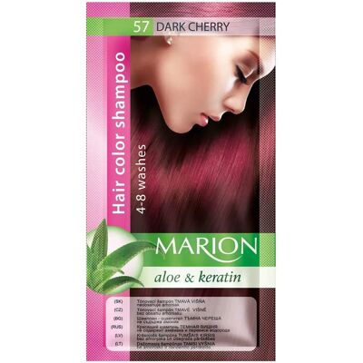 Shampoing Colorant Marion Cerise Foncée - 57 - Durée 4-8 Lavages - Publicité Shampoing Colorant Marion Cerise Foncée - 57 - Durée 4-8 Lavages - Publicité
