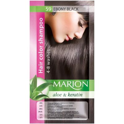 Marion - Shampoing Colorant Cheveux Sachet - Noir Ébène - Publicité Marion - Shampoing Colorant Cheveux Sachet - Noir Ébène - Publicité
