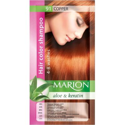 Shampoing Colorant Capillaire Marion Cuivre Clair - Semi-Permanent - 4-8 Lavages - Publicité Shampoing Colorant Capillaire Marion Cuivre Clair - Semi-Permanent - 4-8 Lavages - Publicité