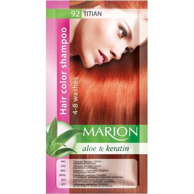 Shampoo coloration temporaire Marion Titian - 4-8 lavages - Publicité Shampoo coloration temporaire Marion Titian - 4-8 lavages - Publicité