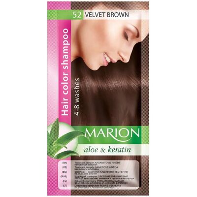 Shampoing coloration cheveux Velvet Brown de Marion - Shampoing coloration - Publicité Shampoing coloration cheveux Velvet Brown de Marion - Shampoing coloration - Publicité