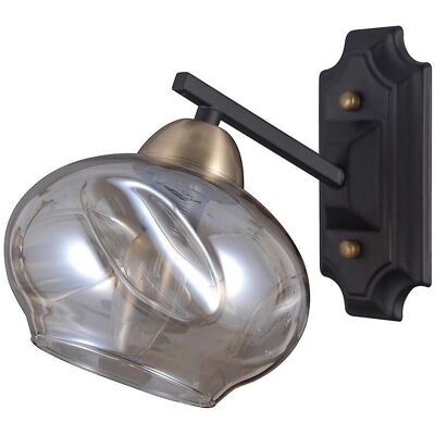 Italux Bastiano - Black Matt Wall Lamp, Cognac Shade, E14 - Wall Lamp Italux Bastiano - Black Matt Wall Lamp, Cognac Shade, E14 - Wall Lamp