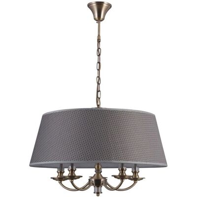 Italux Zanobi - Lámpara Colgante Clásica Bronce Antiguo 5 Luces con Pantalla Gris - Lámpara Colgante Italux Zanobi - Lámpara Colgante Clásica Bronce Antiguo 5 Luces con Pantalla Gris - Lámpara Colgante