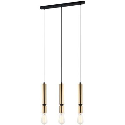 Italux Torla - Sospensione Moderna Nera 3 Luci con Paralume in Ottone - Lampada a Sospensione Italux Torla - Sospensione Moderna Nera 3 Luci con Paralume in Ottone - Lampada a Sospensione
