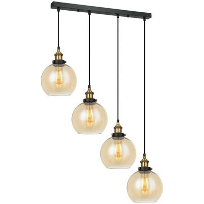 Italux Cardena - Suspension Industrielle Rétro - Noir, Or, Ambre - Publicité Italux Cardena - Suspension Industrielle Rétro - Noir, Or, Ambre - Publicité