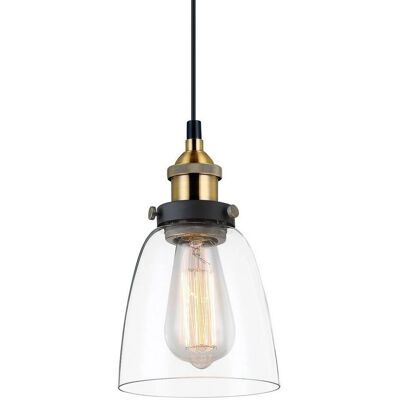 Italux Francis - Lampada a sospensione industriale e retrò - Nero, Dorato - 1 Luce Italux Francis - Lampada a sospensione industriale e retrò - Nero, Dorato - 1 Luce
