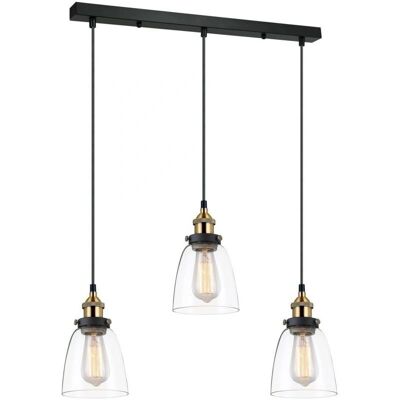 Italux Francis - Lampada a Sospensione Industriale e Retrò - Nera, Dorata - 3 Luci Italux Francis - Lampada a Sospensione Industriale e Retrò - Nera, Dorata - 3 Luci