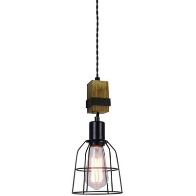 Italux Ponte - Lámpara Colgante Industrial y Retro Negra - 1 luz - E27 Italux Ponte - Lámpara Colgante Industrial y Retro Negra - 1 luz - E27